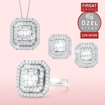 2,02 Toplam Karat Baget Pırlantalı Set