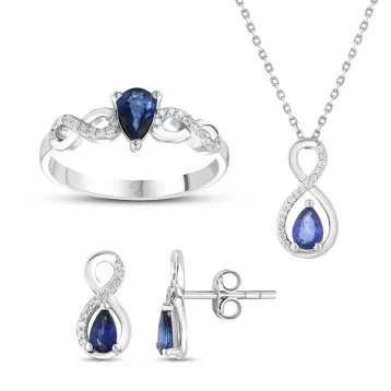 1,10 Toplam Pırlantalı Safir Renkli Mini Set